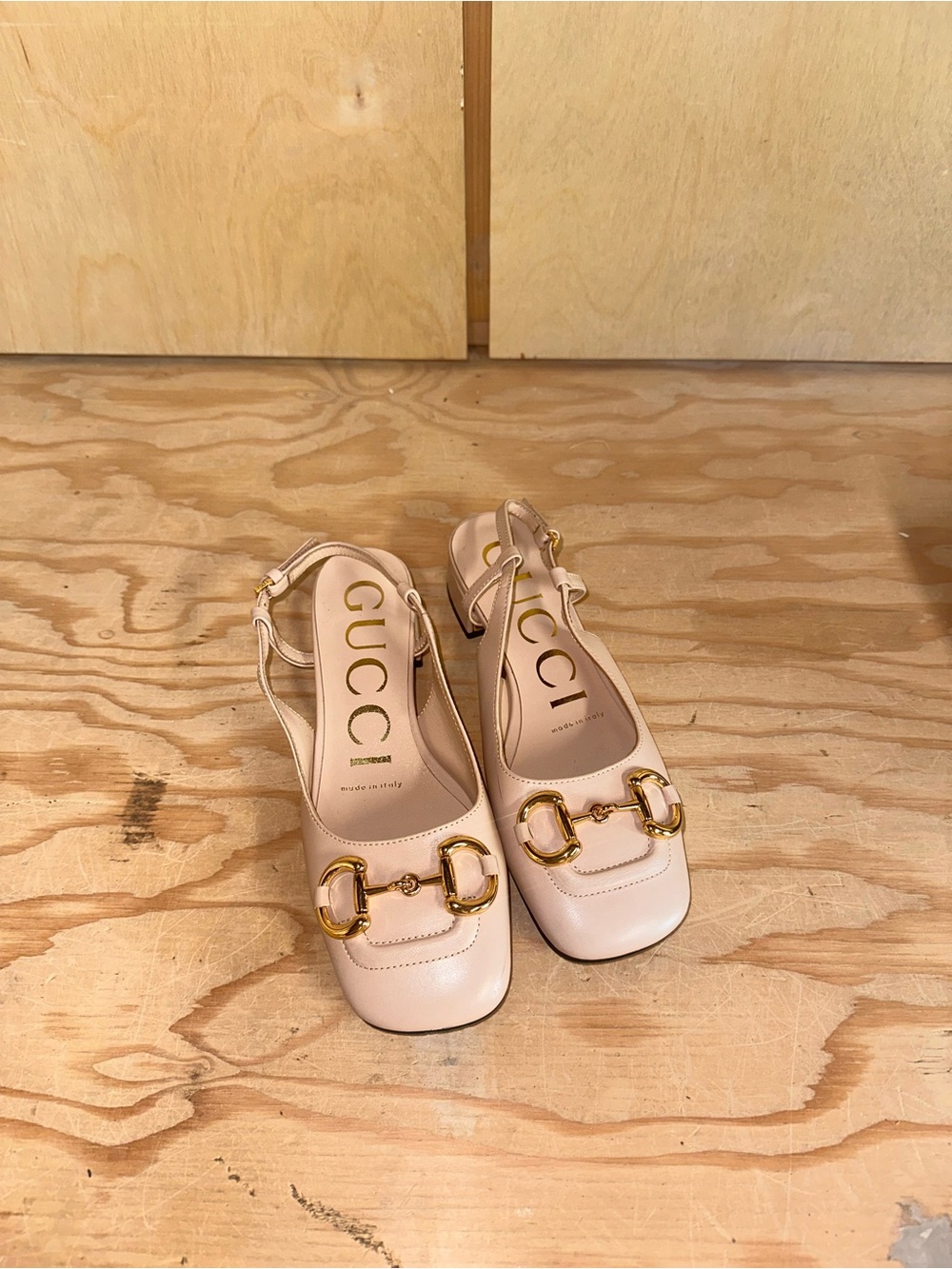Gucci Pink Leather Horsebit Slingback Mules